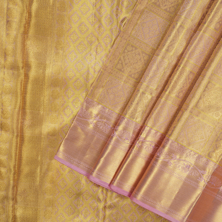 Hayagrivas Handloom Golden Pink Bridal Kanjivaram Silk Saree KBE1508J2-3