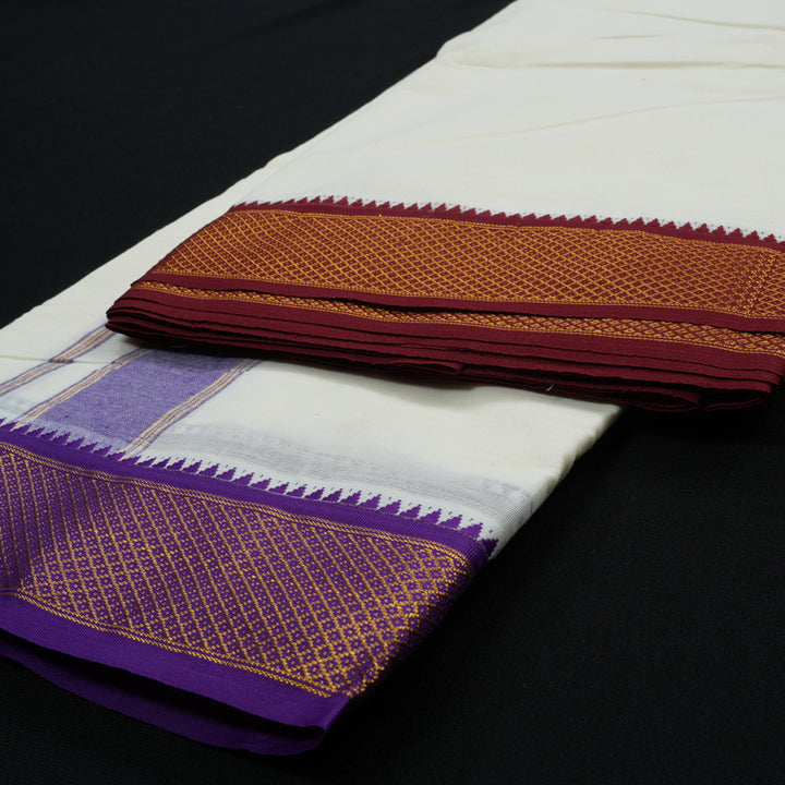 Hayagrivas Cotton Dhoti 10*6 (10 KAN) with Ganga Jamuna border KBE1511J1-1