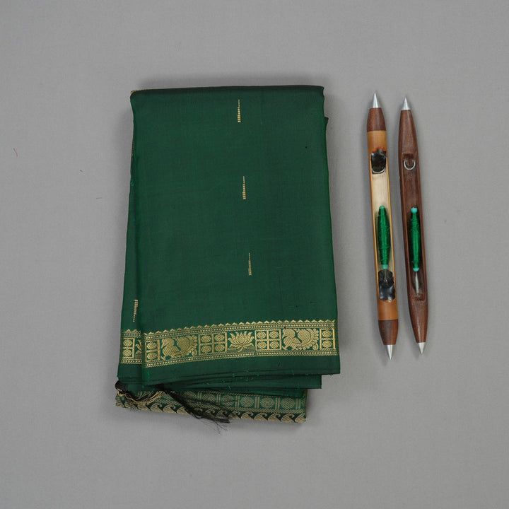 Hayagrivas Handloom Bottle Green Kanjivaram Silk Saree KBE1514J1-1