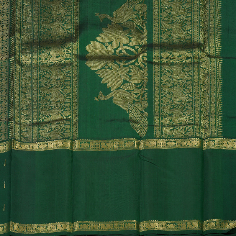 Hayagrivas Handloom Bottle Green Kanjivaram Silk Saree KBE1514J1-1