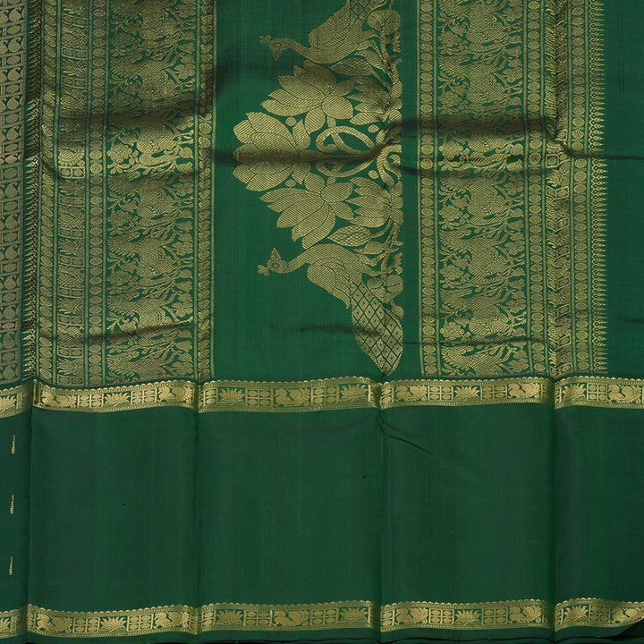 Hayagrivas Handloom Bottle Green Kanjivaram Silk Saree KBE1514J1-1