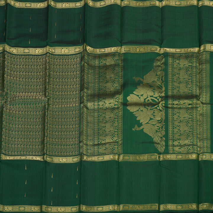 Hayagrivas Handloom Bottle Green Kanjivaram Silk Saree KBE1514J1-1