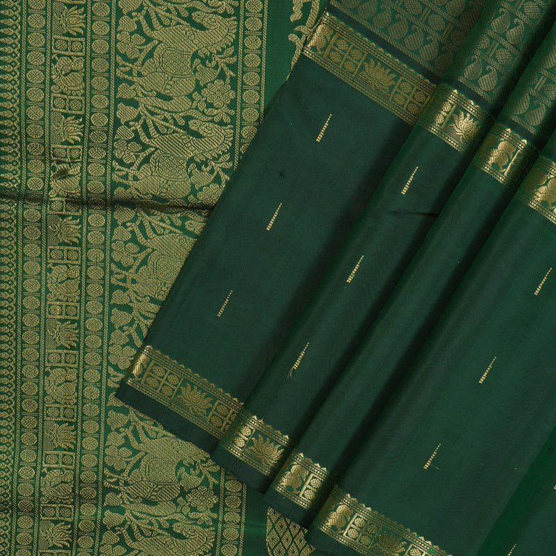 Hayagrivas Handloom Bottle Green Kanjivaram Silk Saree KBE1514J1-1