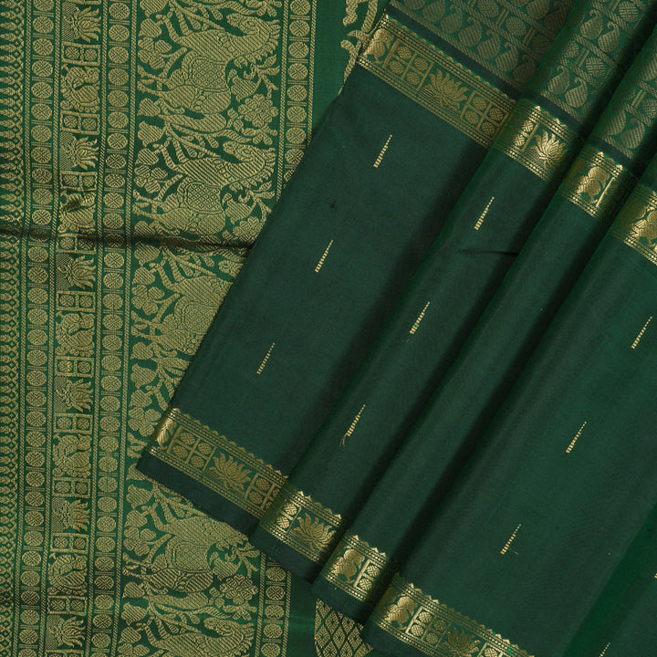 Hayagrivas Handloom Bottle Green Kanjivaram Silk Saree KBE1514J1-1