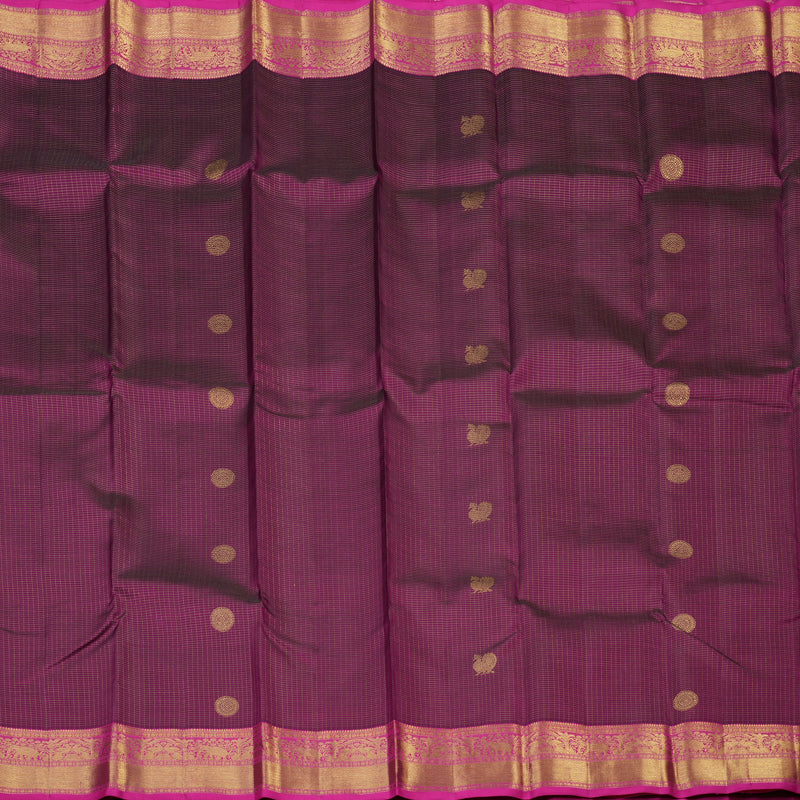 Hayagrivas Handloom Violet Kanjivaram Silk Saree with Rani Pink Border KBE1515J4-1