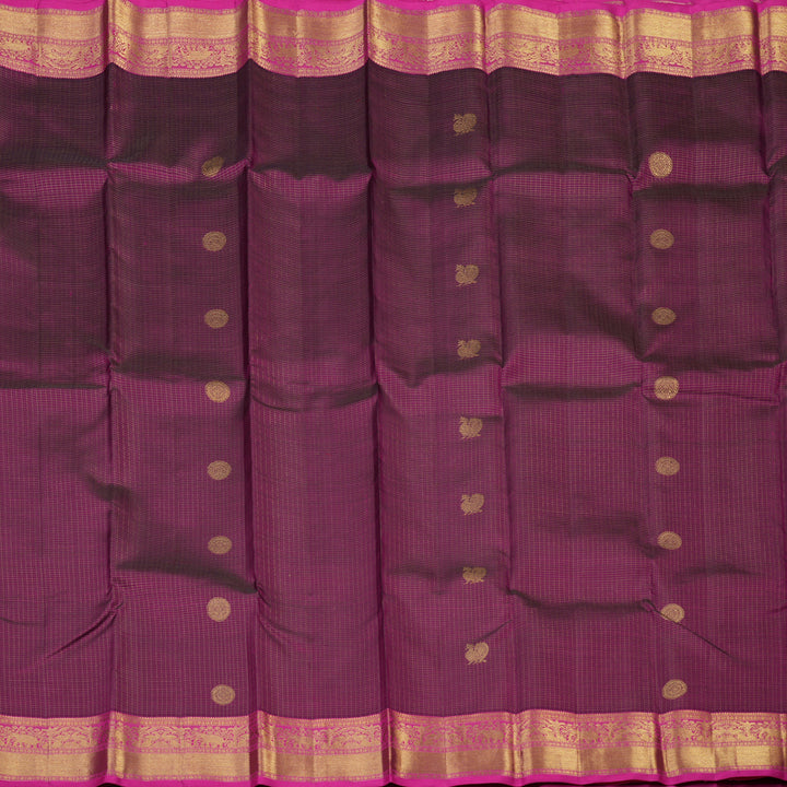 Hayagrivas Handloom Violet Kanjivaram Silk Saree with Rani Pink Border KBE1515J4-1