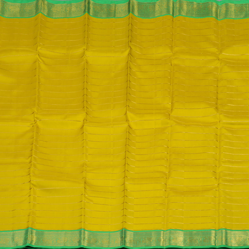 Hayagrivas Handloom Lemon Yellow Kanjivaram Silk Saree with Parrot Green border KBE1520J1-1