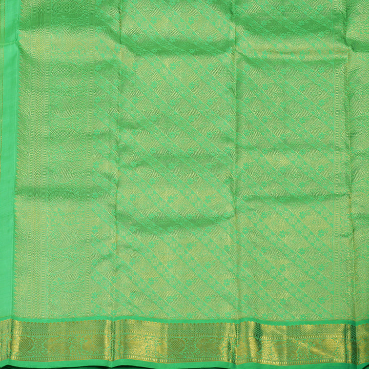 Hayagrivas Handloom Lemon Yellow Kanjivaram Silk Saree with Parrot Green border KBE1520J1-1