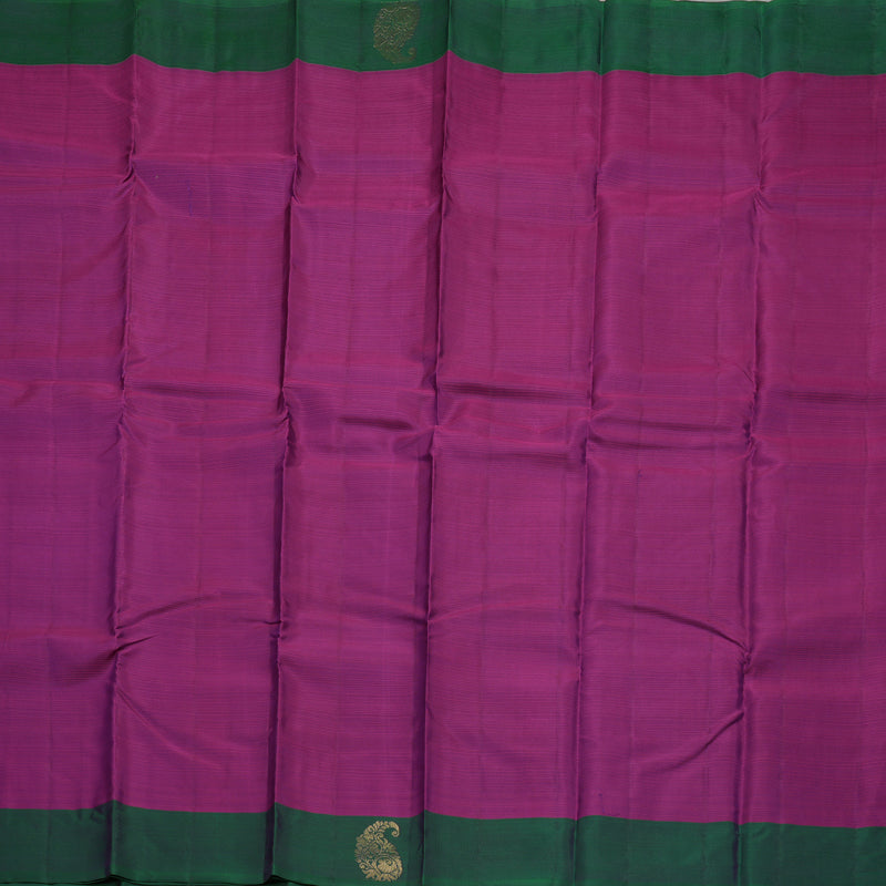 Hayagrivas Handloom Wine Purple Kanjivaram Silk Saree with Peacock Green Border KBE1522J1-35