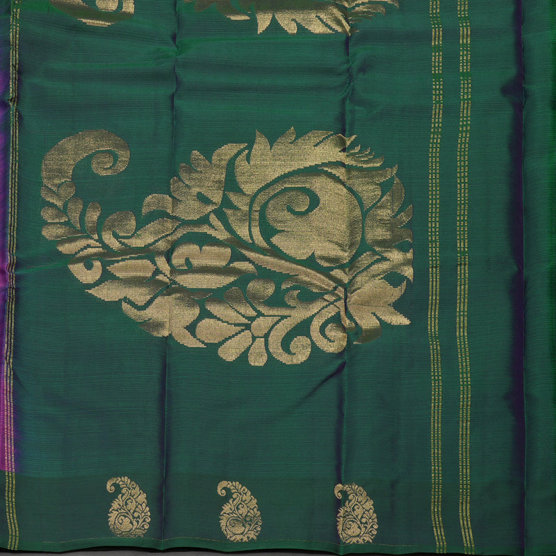 Hayagrivas Handloom Wine Purple Kanjivaram Silk Saree with Peacock Green Border KBE1522J1-35