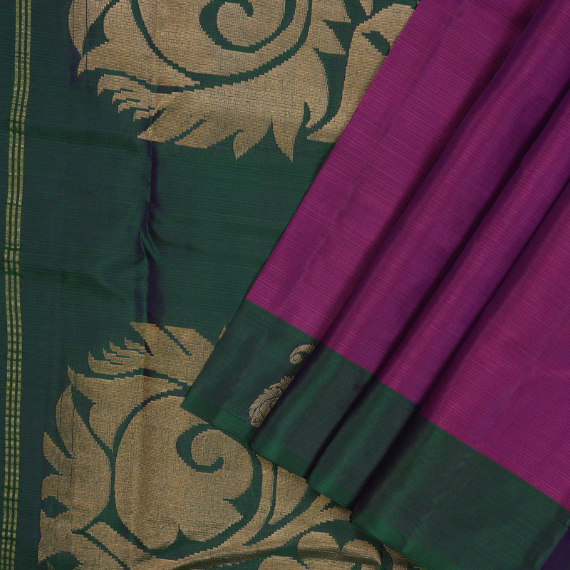 Hayagrivas Handloom Wine Purple Kanjivaram Silk Saree with Peacock Green Border KBE1522J1-35