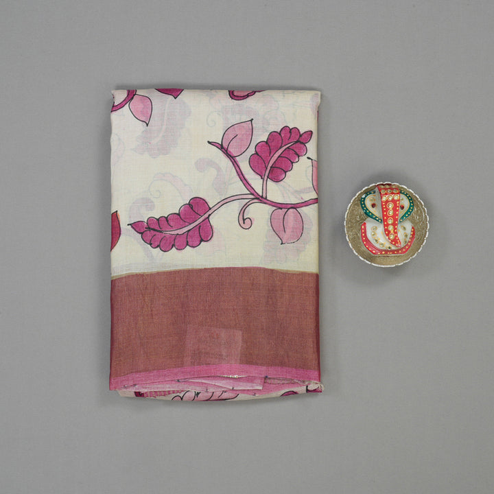 Hayagrivas Half White Handprinted Tussar Saree KBE1524K2-2