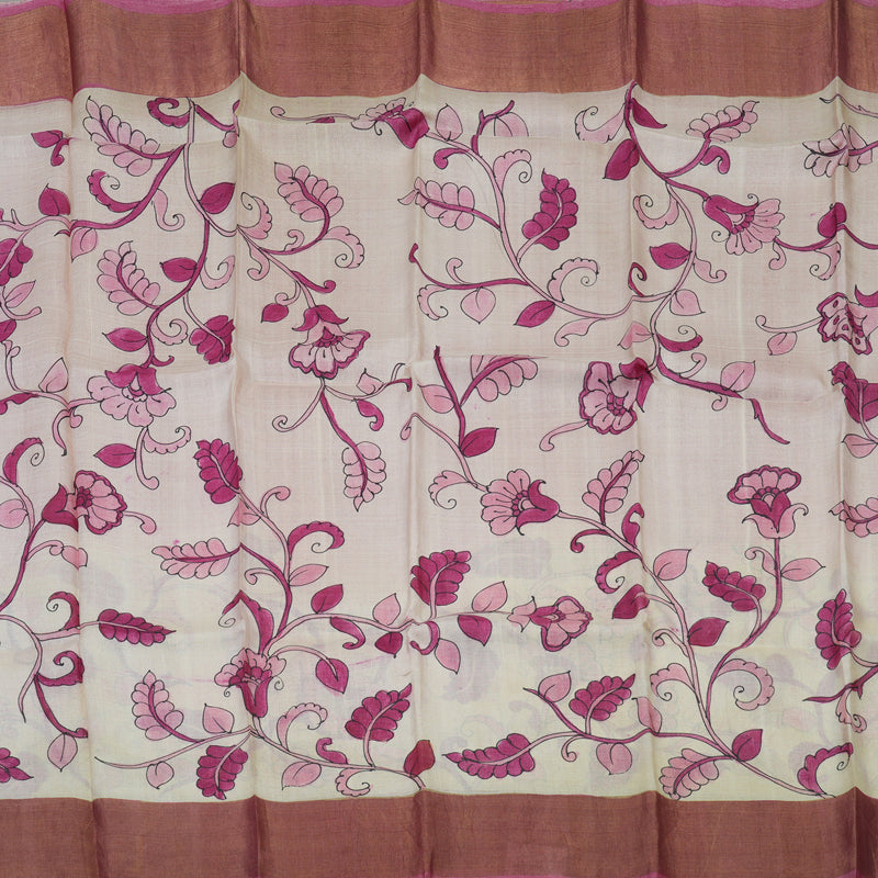 Hayagrivas Half White Handprinted Tussar Saree KBE1524K2-2