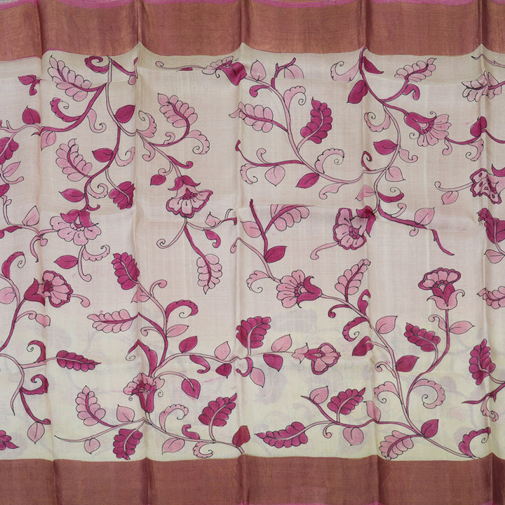 Hayagrivas Half White Handprinted Tussar Saree KBE1524K2-2