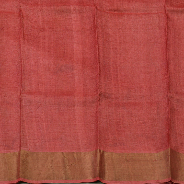 Hayagrivas Khaki Brown Handprinted Tussar Saree KBE1524K2-8