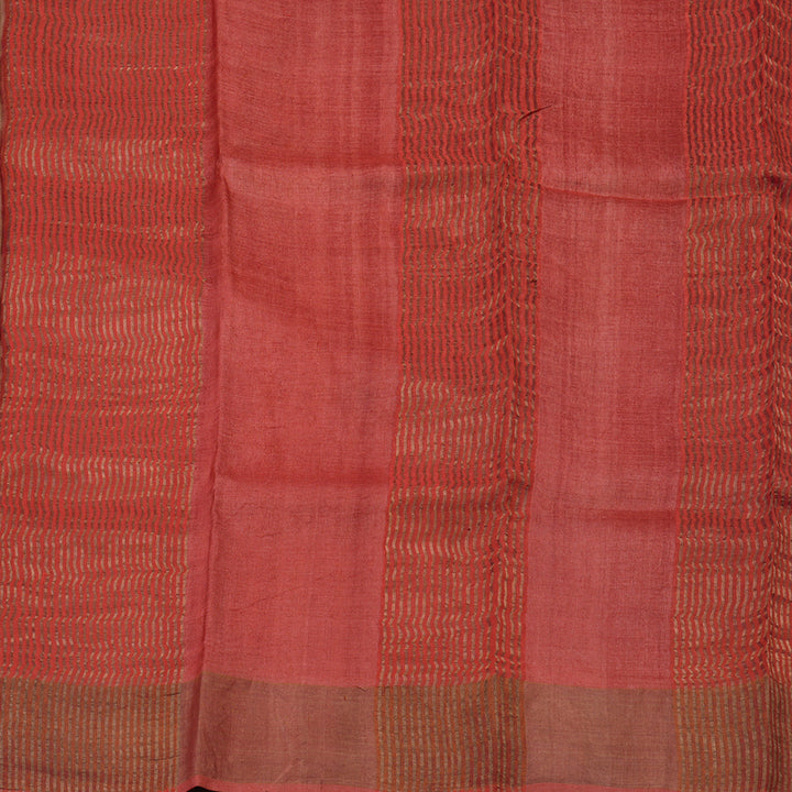 Hayagrivas Khaki Brown Handprinted Tussar Saree KBE1524K2-8