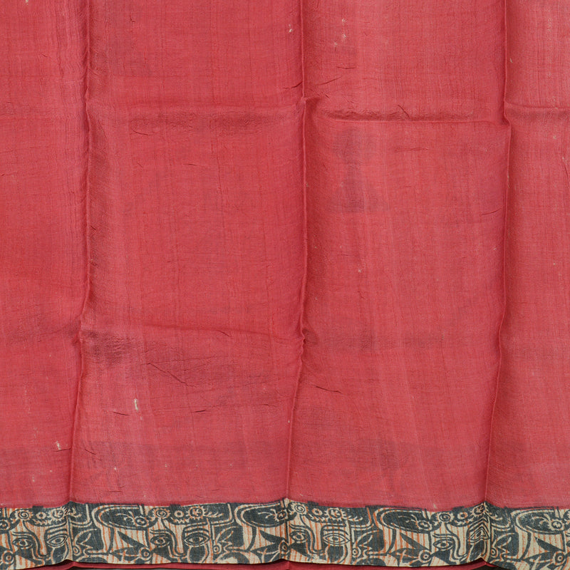 Hayagrivas Beige Handprinted Tussar Saree KBE1524K3-2