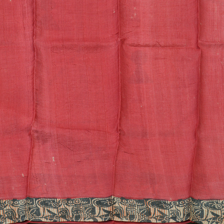 Hayagrivas Beige Handprinted Tussar Saree KBE1524K3-2