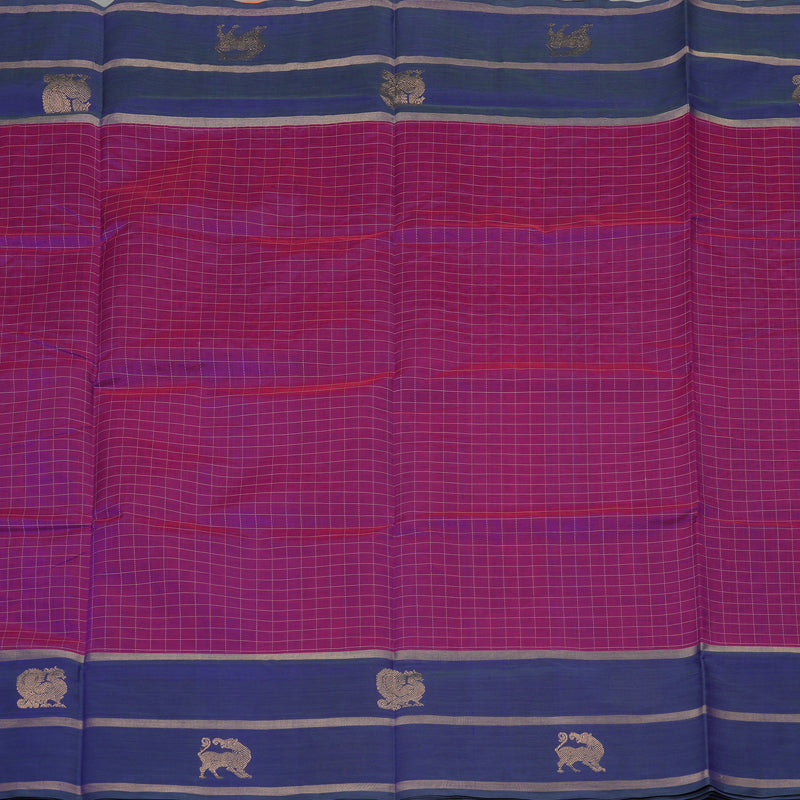 Hayagrivas Purple Pure Silk Cotton Saree with Navy Blue Border KBE1525K11-2