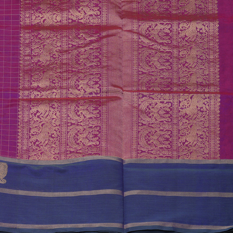 Hayagrivas Purple Pure Silk Cotton Saree with Navy Blue Border KBE1525K11-2