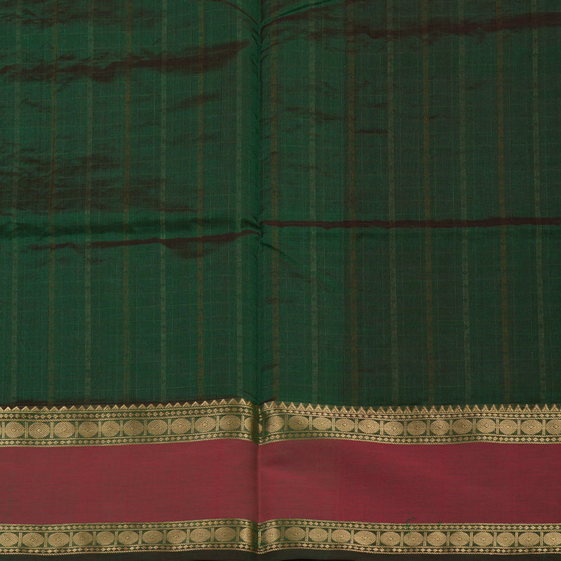 Hayagrivas Bottle Green Pure Kanchi Silk Cotton Saree with Reddish Pink Border KBE1525K11-5