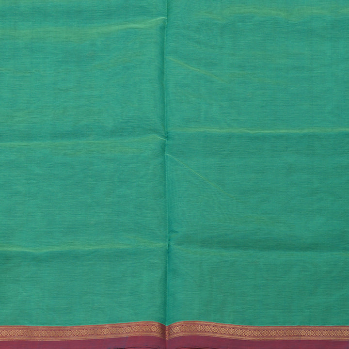 Hayagrivas Mint Green Pure Kanchi Silk Cotton Saree with Mild Red Small Border KBE1525K11-6