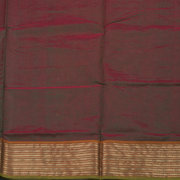 Hayagrivas Manthalir Kanchi Silk Cotton Saree with  Mehandi Green Edging KBE1525K12-2