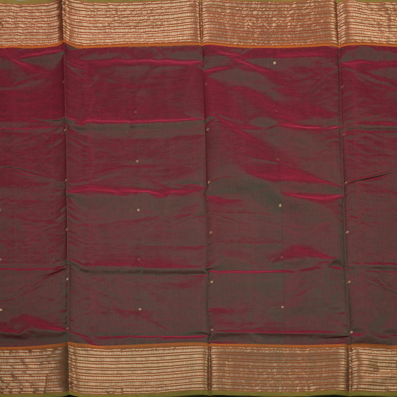 Hayagrivas Manthalir Kanchi Silk Cotton Saree with  Mehandi Green Edging KBE1525K12-2