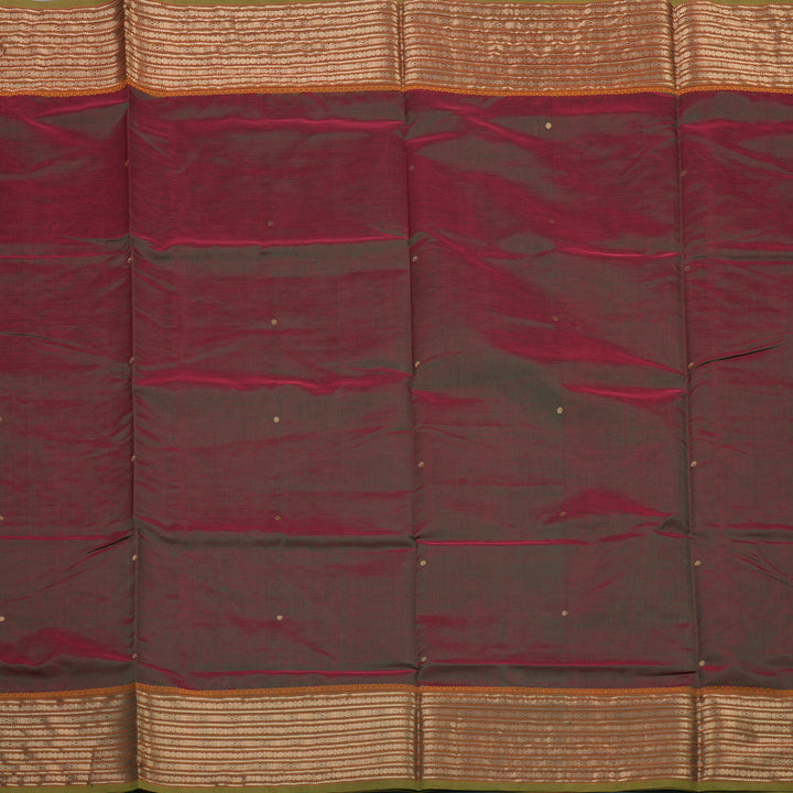 Hayagrivas Manthalir Kanchi Silk Cotton Saree with  Mehandi Green Edging KBE1525K12-2