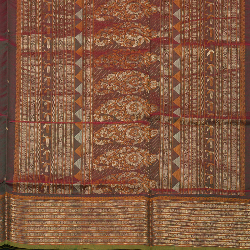 Hayagrivas Manthalir Kanchi Silk Cotton Saree with  Mehandi Green Edging KBE1525K12-2