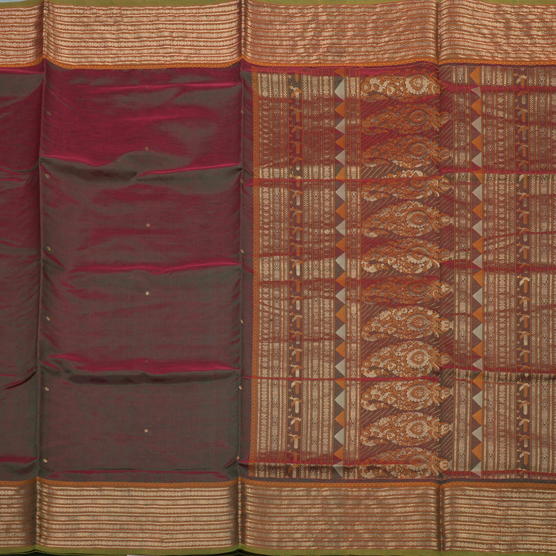 Hayagrivas Manthalir Kanchi Silk Cotton Saree with  Mehandi Green Edging KBE1525K12-2