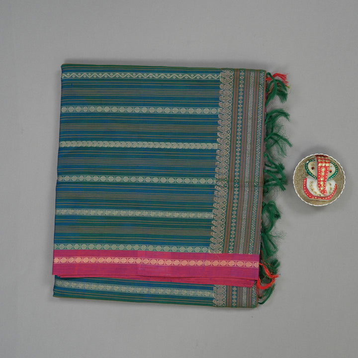 Hayagrivas Mayilkazhuthu Pure Silk Cotton Saree with Pink Small Border KBE1525K13-6