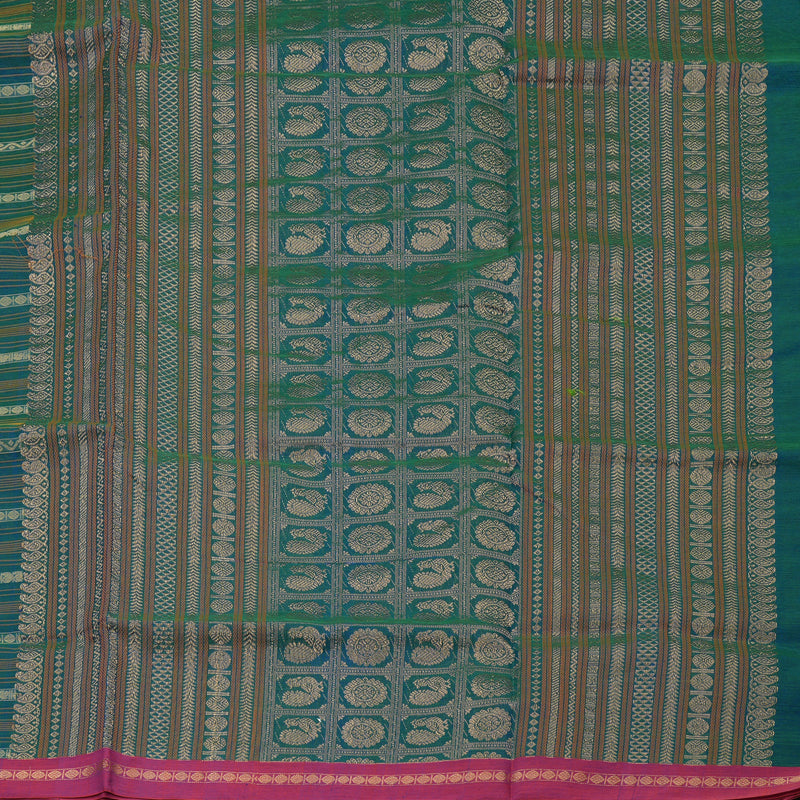 Hayagrivas Mayilkazhuthu Pure Silk Cotton Saree with Pink Small Border KBE1525K13-6