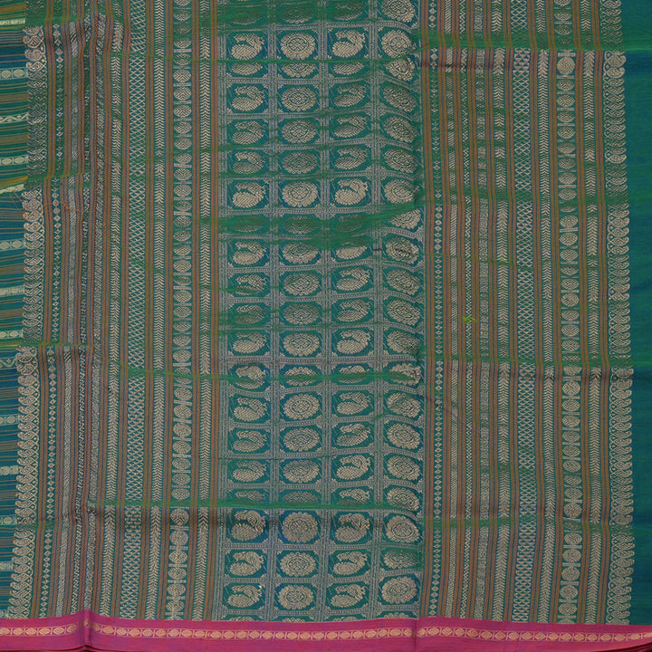 Hayagrivas Mayilkazhuthu Pure Silk Cotton Saree with Pink Small Border KBE1525K13-6