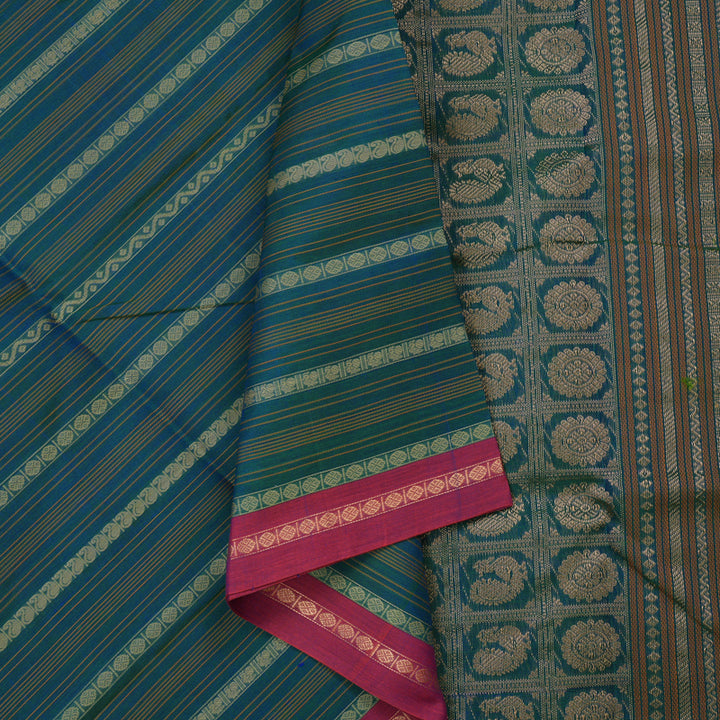 Hayagrivas Mayilkazhuthu Pure Silk Cotton Saree with Pink Small Border KBE1525K13-6