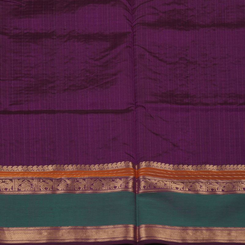 Hayagrivas Violet Pure Kanchi Silk Cotton Saree with Green Border KBE1525K14-3
