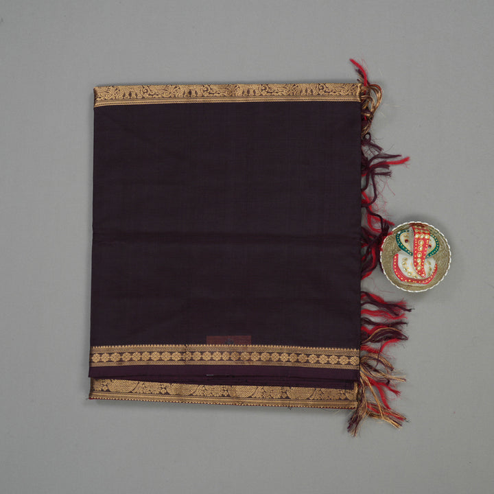 Hayagrivas Wine Maroon Pure Kanchi Silk Cotton Saree with Paaku Border KBE1525K15-2