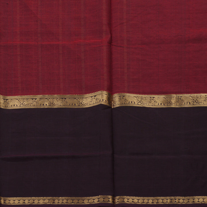 Hayagrivas Wine Maroon Pure Kanchi Silk Cotton Saree with Paaku Border KBE1525K15-2