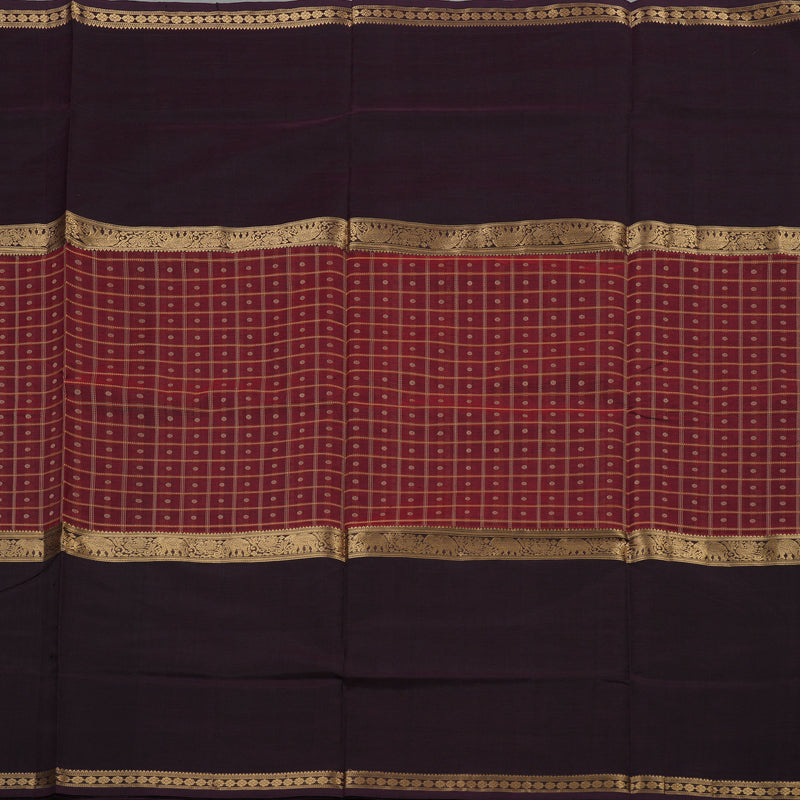 Hayagrivas Wine Maroon Pure Kanchi Silk Cotton Saree with Paaku Border KBE1525K15-2