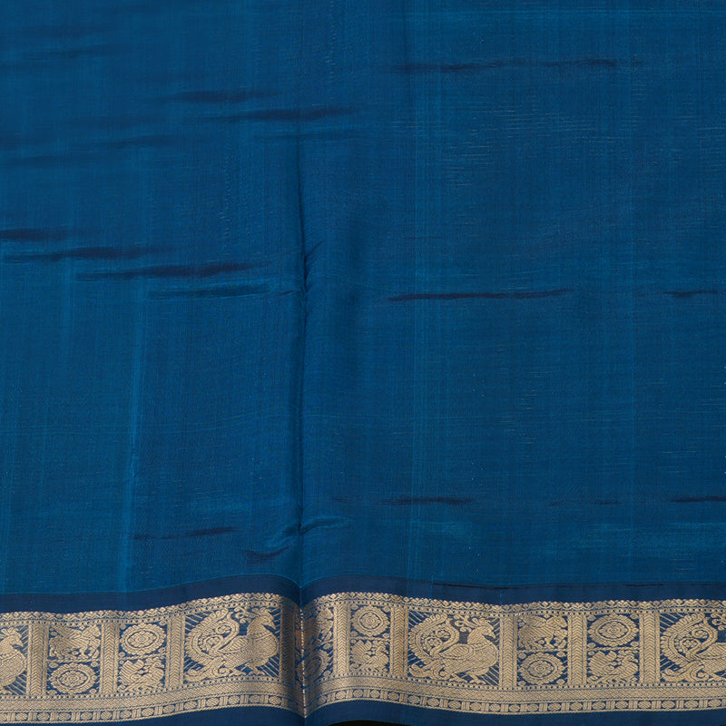 Hayagrivas Deep Peacock Blue Pure Silk Cotton Saree KBE1525K18-1