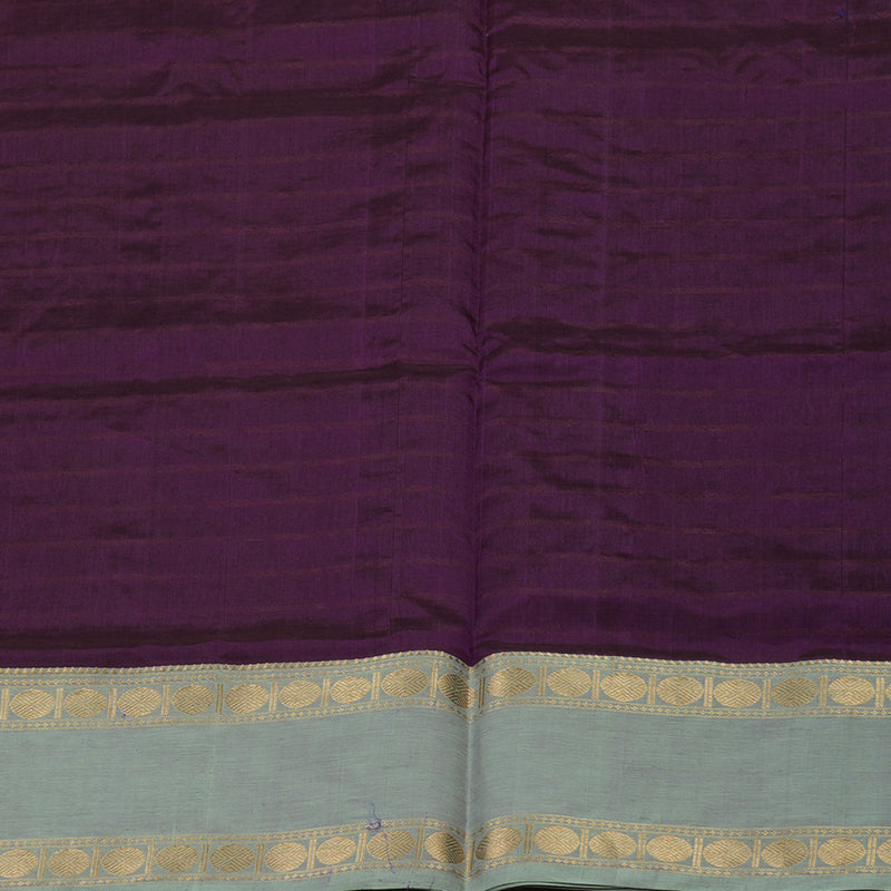 Hayagrivas Violet Pure Kanchi Silk Cotton Saree with Light Elachi Green Border KBE1525K5-2