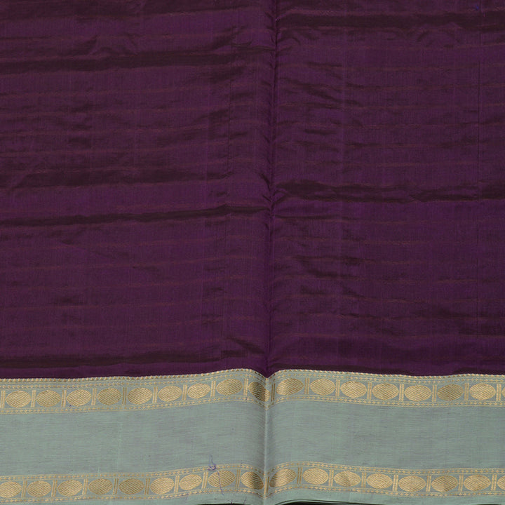 Hayagrivas Violet Pure Kanchi Silk Cotton Saree with Light Elachi Green Border KBE1525K5-2