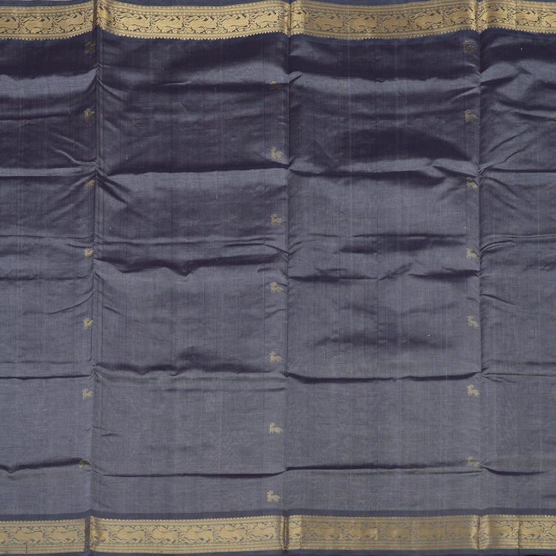 Hayagrivas Bluish Grey Pure Kanchi Silk Cotton Saree KBE1525K7-4