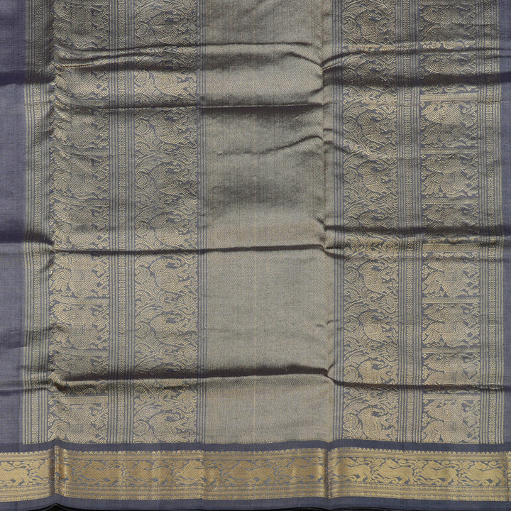 Hayagrivas Bluish Grey Pure Kanchi Silk Cotton Saree KBE1525K7-4