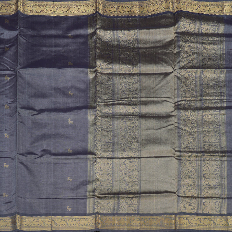 Hayagrivas Bluish Grey Pure Kanchi Silk Cotton Saree KBE1525K7-4