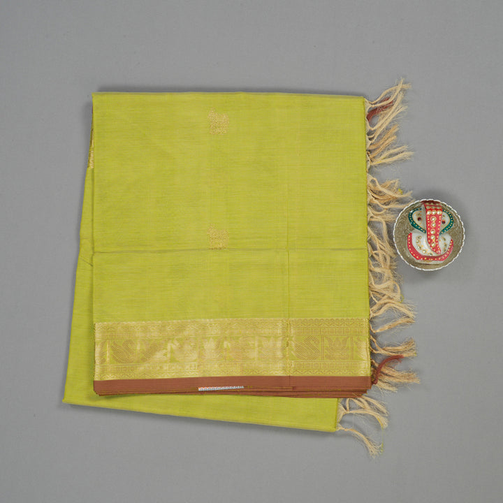 Hayagrivas Yellowish Green Pure Kanchi Silk Cotton Saree KBE1525K7-8