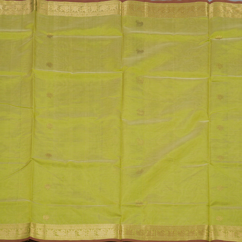 Hayagrivas Yellowish Green Pure Kanchi Silk Cotton Saree KBE1525K7-8