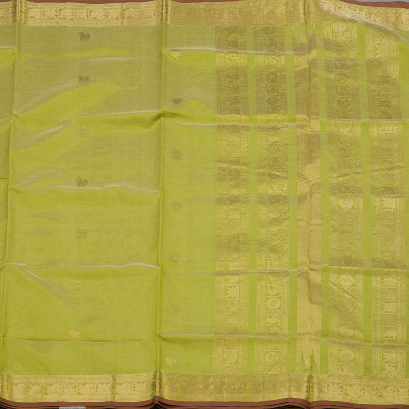 Hayagrivas Yellowish Green Pure Kanchi Silk Cotton Saree KBE1525K7-8