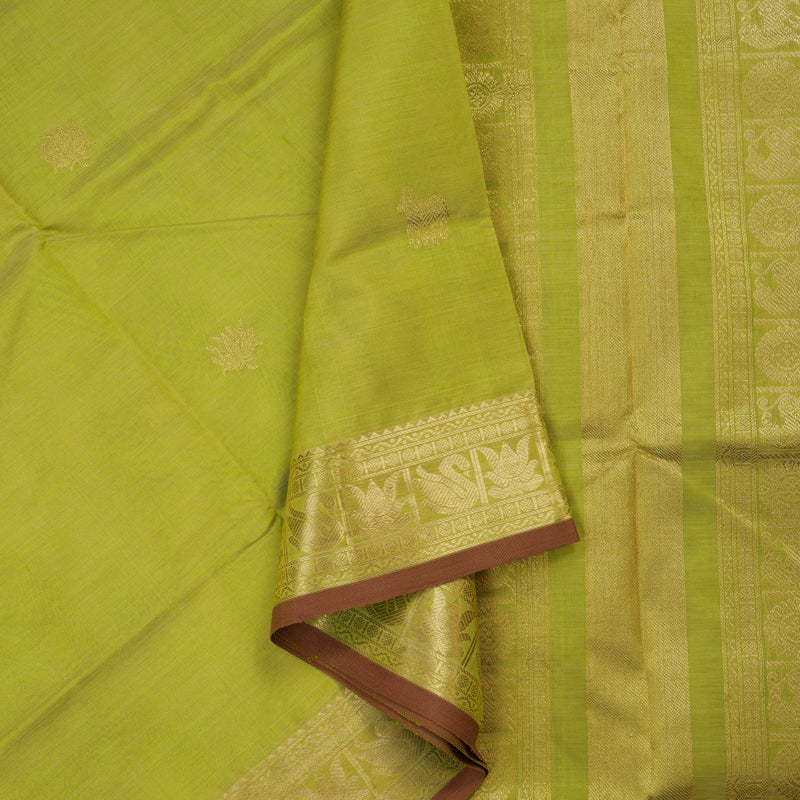 Hayagrivas Yellowish Green Pure Kanchi Silk Cotton Saree KBE1525K7-8