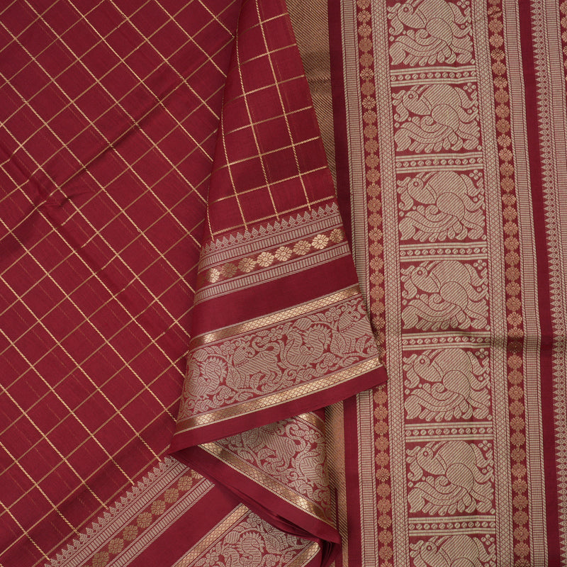 Hayagrivas Maroon Pure Kanchi Silk Cotton Saree KBE1525K9-1